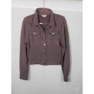 Hard Tail Forever Womens‎ Brown Cotton Knit Trucker Jacket XL Casual USA Y2K